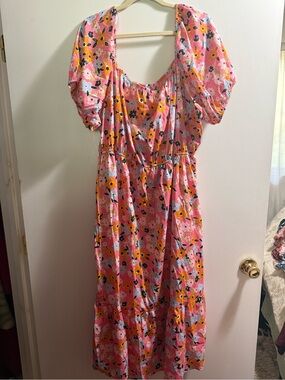 ASOS Curve Pink Floral Midi Dress